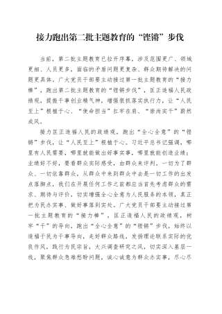 接力跑出第二批主题教育的“铿锵”步伐