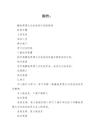 解放思想大讨论活动计划安排表