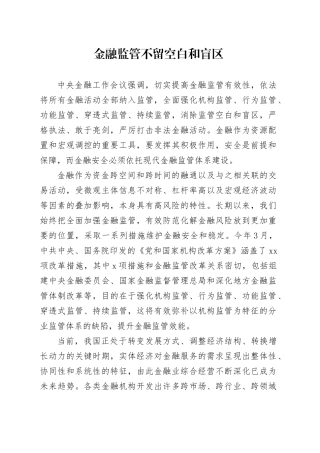 金融监管不留空白和盲区