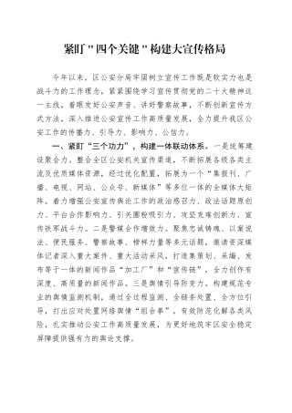 紧盯＂四个关键＂构建大宣传格局