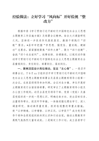 经验做法：立好学习“风向标”开好检视“整改方”