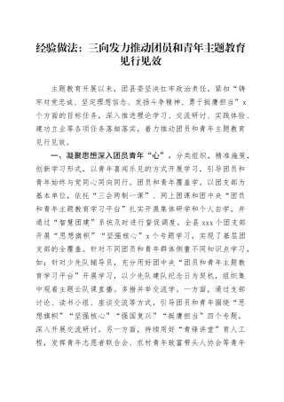 经验做法：三向发力推动团员和青年主题教育见行见效