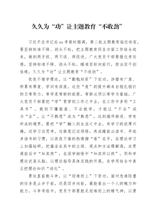 久久为“功”让主题教育“不收劲”