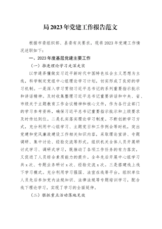 局2023年党建工作报告20240117