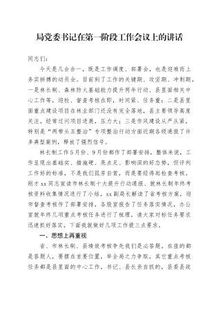 局党委书记在第一阶段工作会议上的讲话