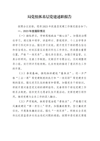局党组抓基层党建述职报告