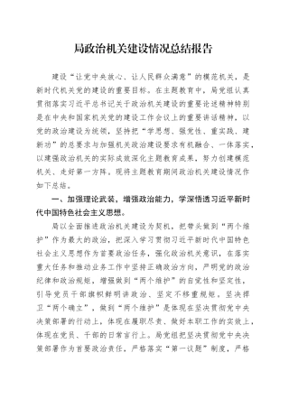 局政治机关建设情况总结报告