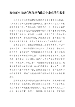 聚焦正本肃纪在展现担当作为上走在前作表率
