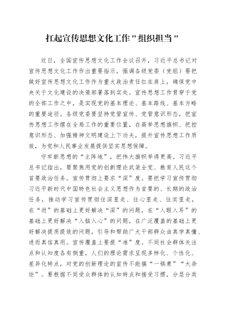 扛起宣传思想文化工作＂组织担当＂