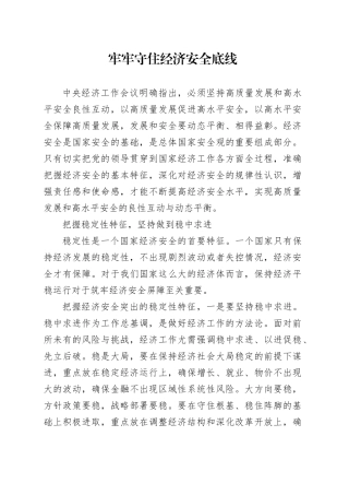 牢牢守住经济安全底线