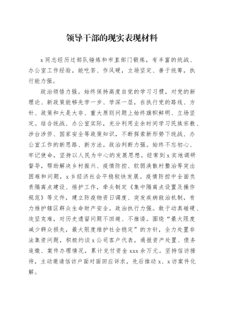 领导干部的现实表现材料