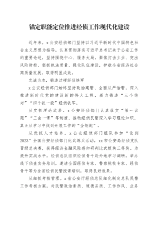 锚定职能定位推进经侦工作现代化建设