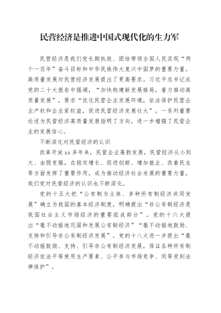 民营经济是推进中国式现代化的生力军