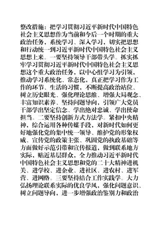 民主生活会班子整改措施