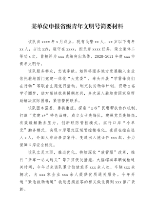 某单位申报省级青年文明号简要材料