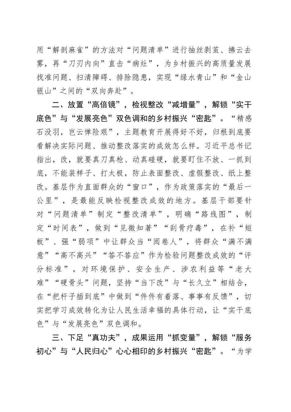 某街道党员干部主题教育研讨材料：藏于“整改之履”的乡村振兴“密匙”_第2页