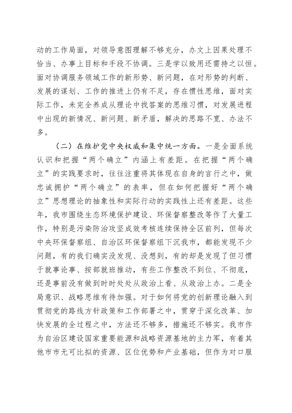 某市政府办副秘书长、副主任2023年度民主生活会对照检查材料（践行宗旨等6个方面+典型案例剖析_第2页