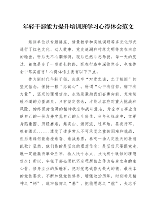 年轻干部能力提升培训班学习心得体会青年研讨发言材料240115