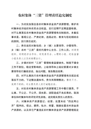 农村集体三资管理责任追究工作制度