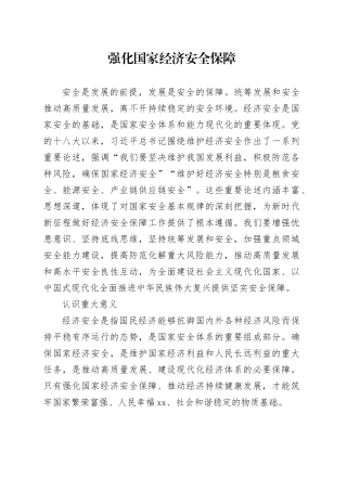 强化国家经济安全保障