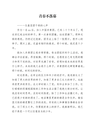 青春不落幕—一位基层团干部的心声