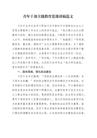 青年干部主题教育党课讲稿第二批可用