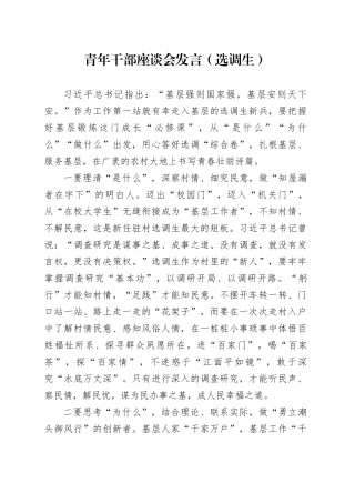 青年干部座谈会发言（选调生） （2）