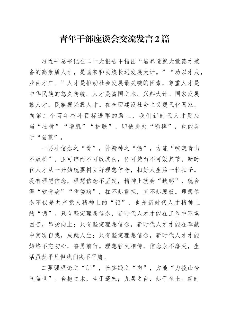 青年干部座谈会交流发言2篇_第1页
