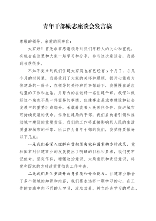 青年励志座谈会发言稿