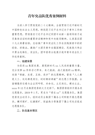 青年突击队优秀案例材料