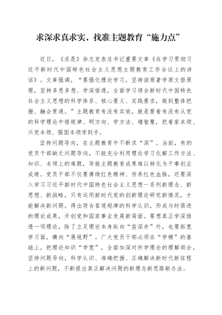 求深求真求实，找准主题教育“施力点”