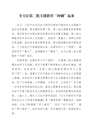 全力让第二批主题教育“冲刺”起来