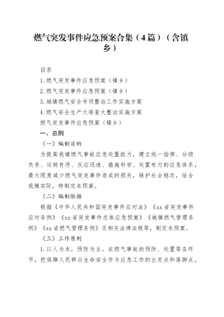 燃气突发事件应急预案合集（4篇）（含镇乡）
