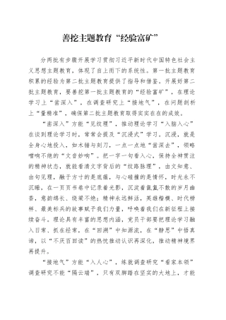 善挖主题教育“经验富矿”