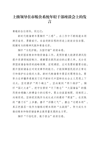 上级领导在市粮食系统年轻干部座谈会上的发言