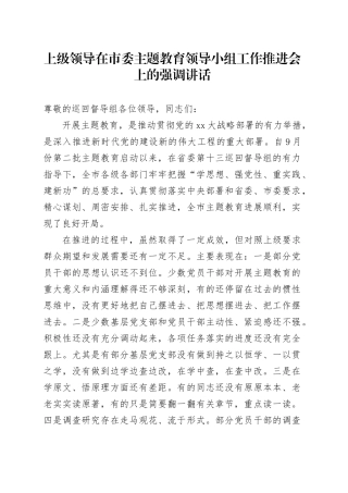上级领导在市委主题教育领导小组工作推进会上的强调讲话