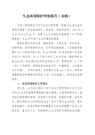 生态环境保护督察报告（市级）