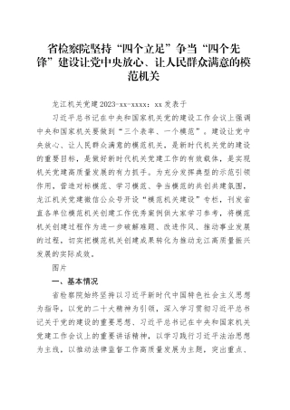 省检察院坚持“四个立足” 争当