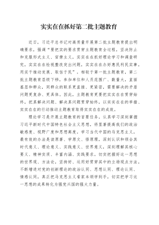 实实在在抓好第二批主题教育