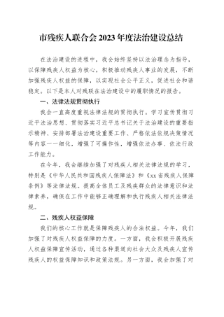 市残疾人联合会2023年度法治建设总结