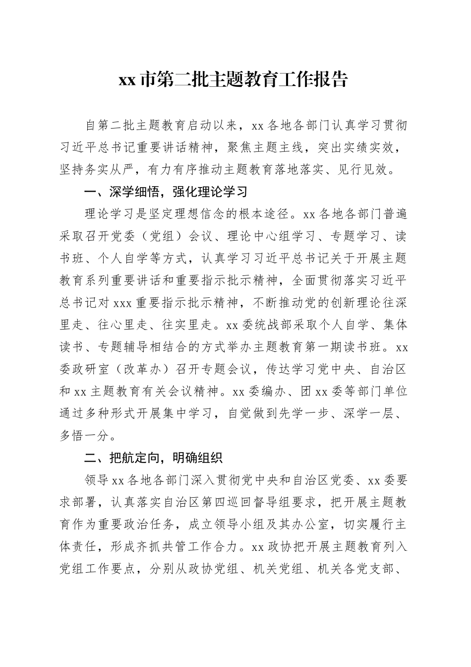 市第二批主题教育工作报告_第1页