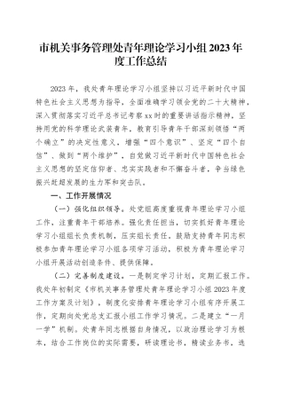 市机关事务管理处青年理论学习小组2023年度工作总结(1)