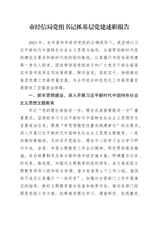 市经信局党组书记抓基层党建述职报告