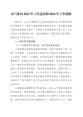 市气象局2023年工作总结和2024年工作思路（20231205）