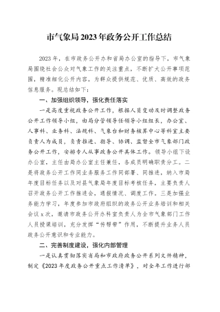 市气象局2023年政务公开工作总结
