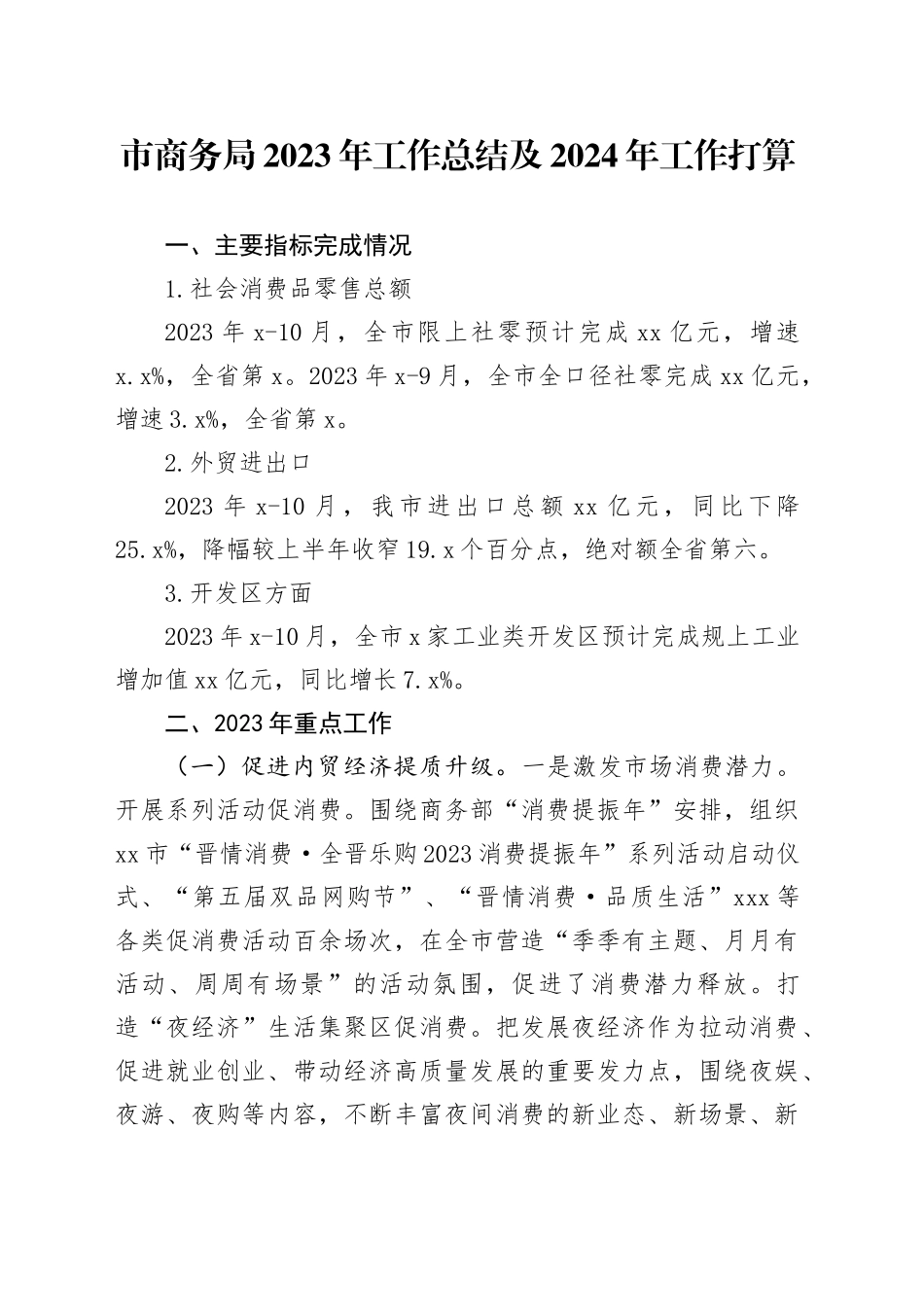 市商务局2023年工作总结及2024年工作打算_第1页