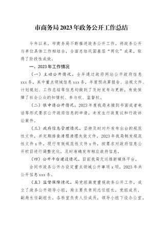 市商务局2023年政务公开工作总结（20231220）