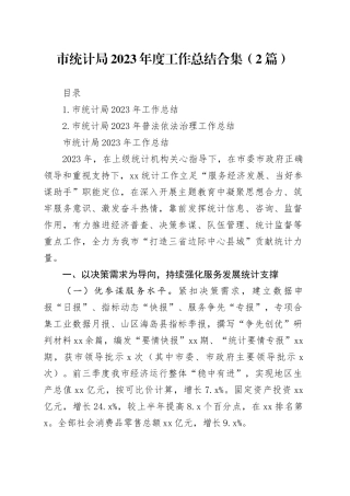 市统计局2023年度工作总结合集（2篇）