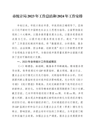 市统计局2023年工作总结和2024年工作安排（20240111）