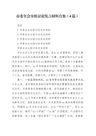 市委全会分组讨论发言材料合集（4篇）